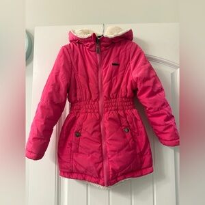 🌸DKNY Kids Pink Hooded Faux fur lined Jacket